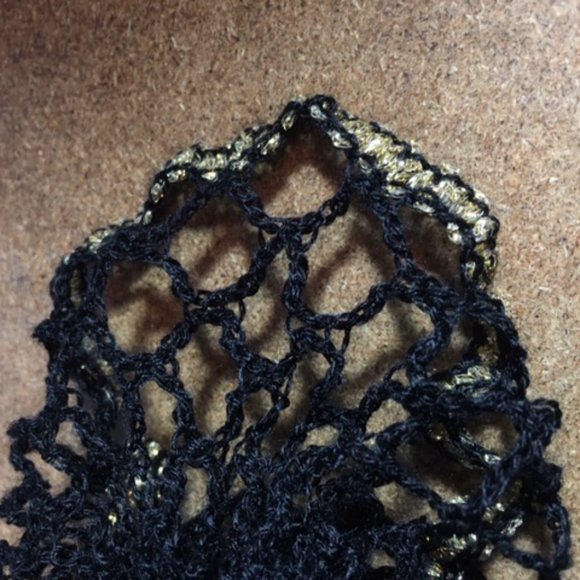 Handmade Black Crocheted Layered Scarf - Picture 7 of 8